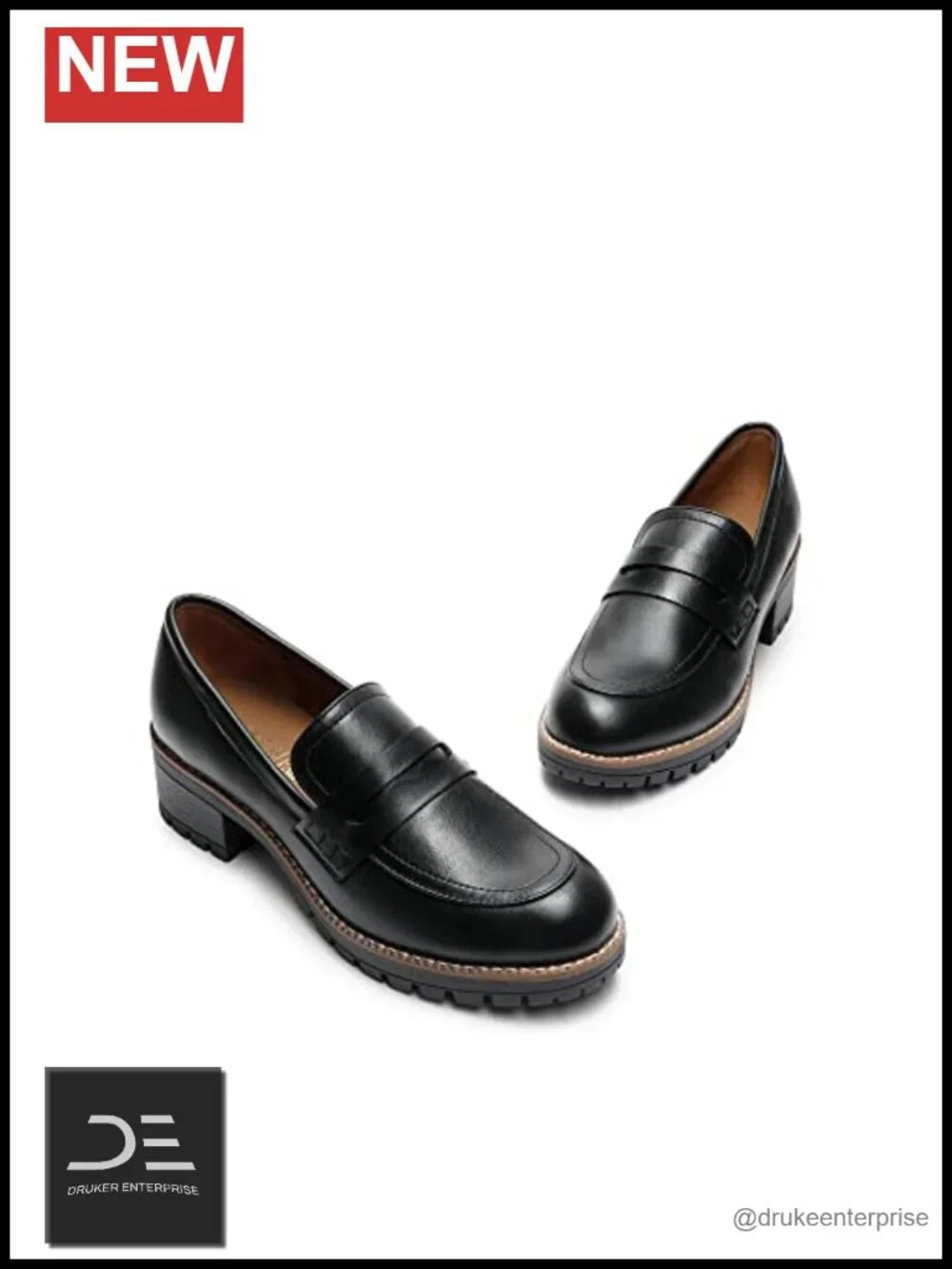 Chunky Heeled Loafers with Platform Slip-On